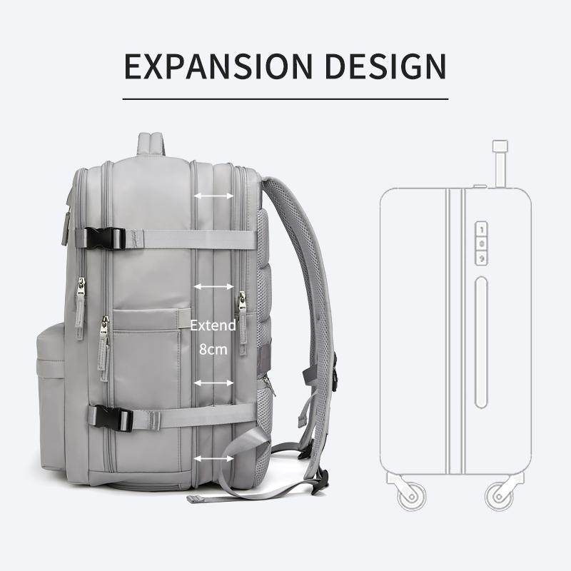 Women Travel Backpack 16 Inch Girl Expanded 39L USB Charging Business Laptop Backpack with Shoe Bag Waterproof Hiking Backpack