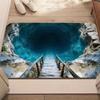 2D-Druck Wasserhöhle Fußmatte Tiefe Blaue Treppenhaus-Design Willkommens-Eingangsteppich Weiche Rutschfeste Visuelle Illusion Türrahmen Dekorationsmatte