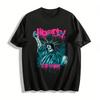 Skeleton Statue of Liberty Graffiti Print Street Culture Tee Pure Cotton T-shirt