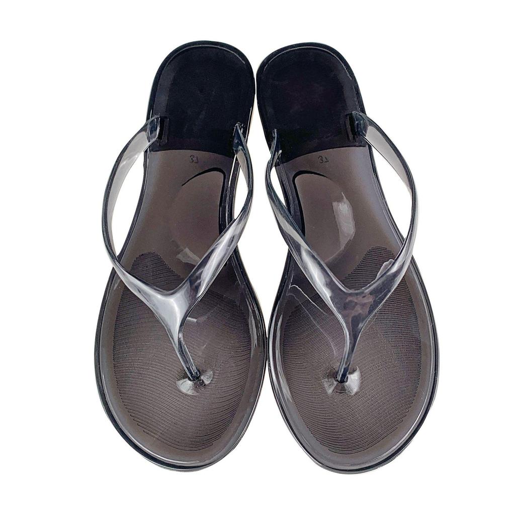 Clear Jelly Thong Sandals - Flat Sole, Transparent Beach Flip-Flops