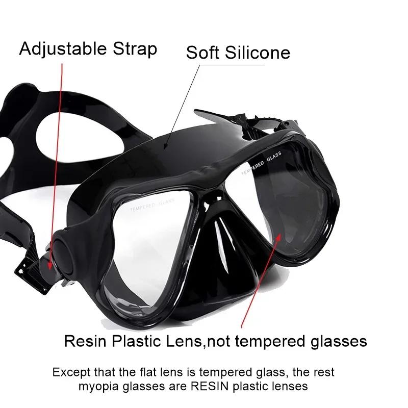 Diving Mask Optical Nearsighted Myopia  Glasses Resin Plastic Lens Googles Silicone  Short-sighted Reading