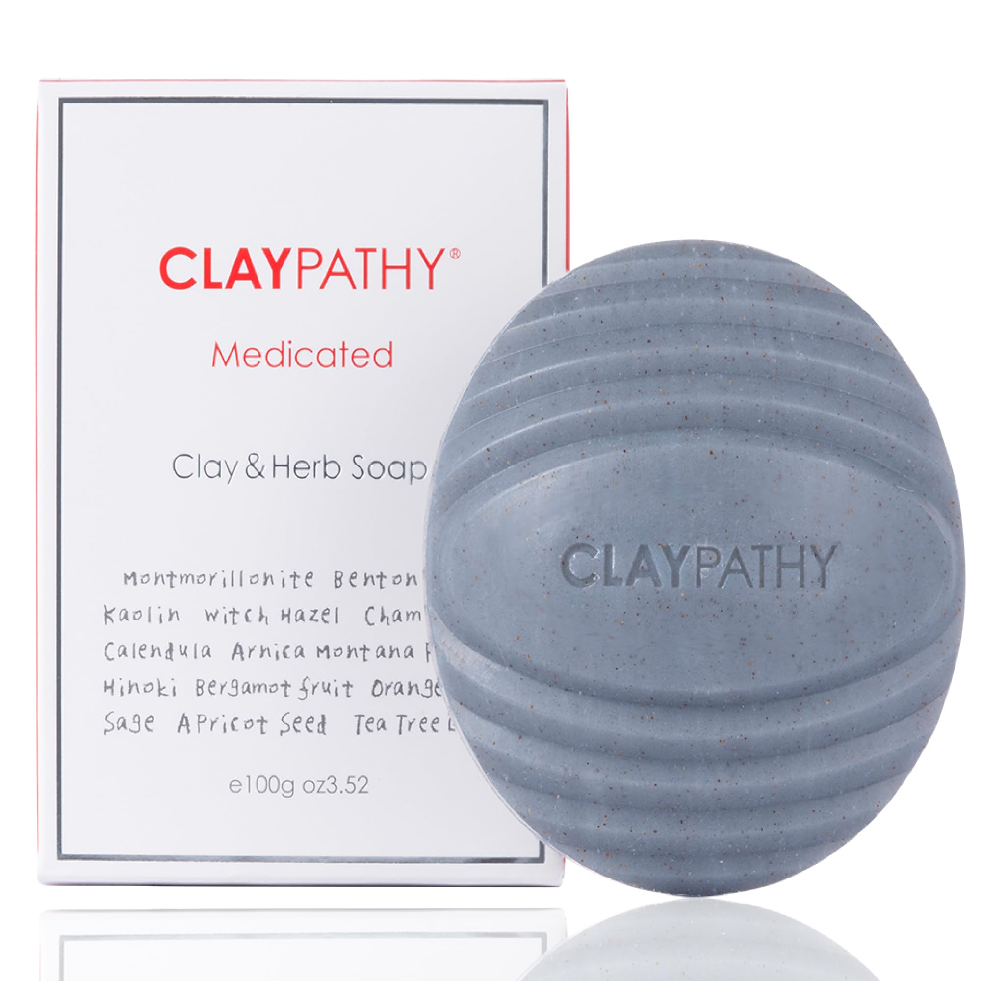 

CLAYPATHY Medicated Soap AHA Soap for and Entire Clay Bar Soap Net Made in 100g (Quasi-drug) Back, Acne, Face, Body, Body. [Foaming Included] Japan, серый