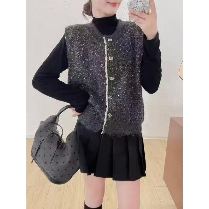Spring new women's clothing high-end vest knitted vest sweater women's outer top stacked vest