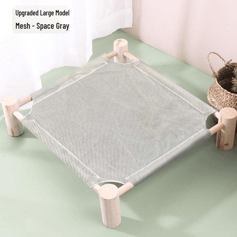 Breathable Pine Wood Rattan Woven Folding Pet Bed - Moisture-proof, Removable, Washable, Four Seasons Style.