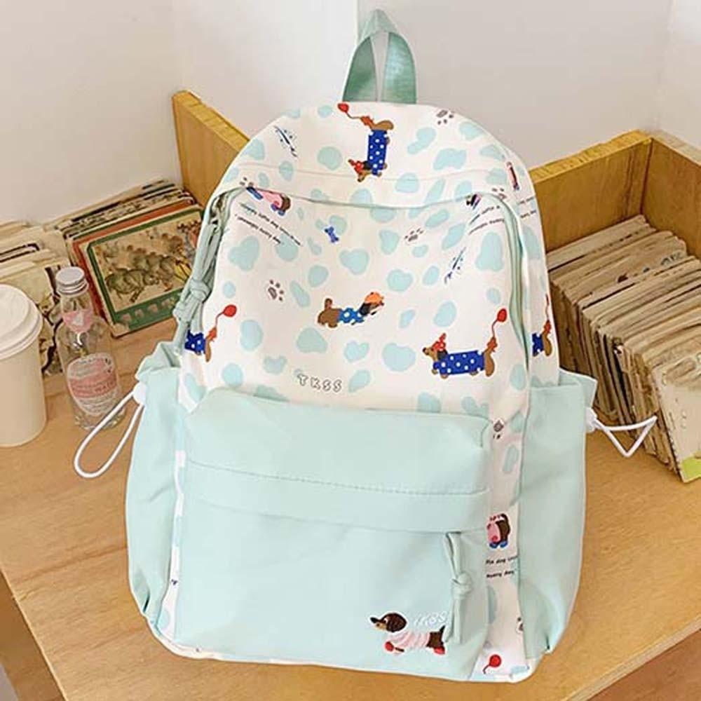 Lässige Schultasche für Studenten Kontrastfarbe Große Kapazität Rucksack Nylon Dackel Rucksack Sport