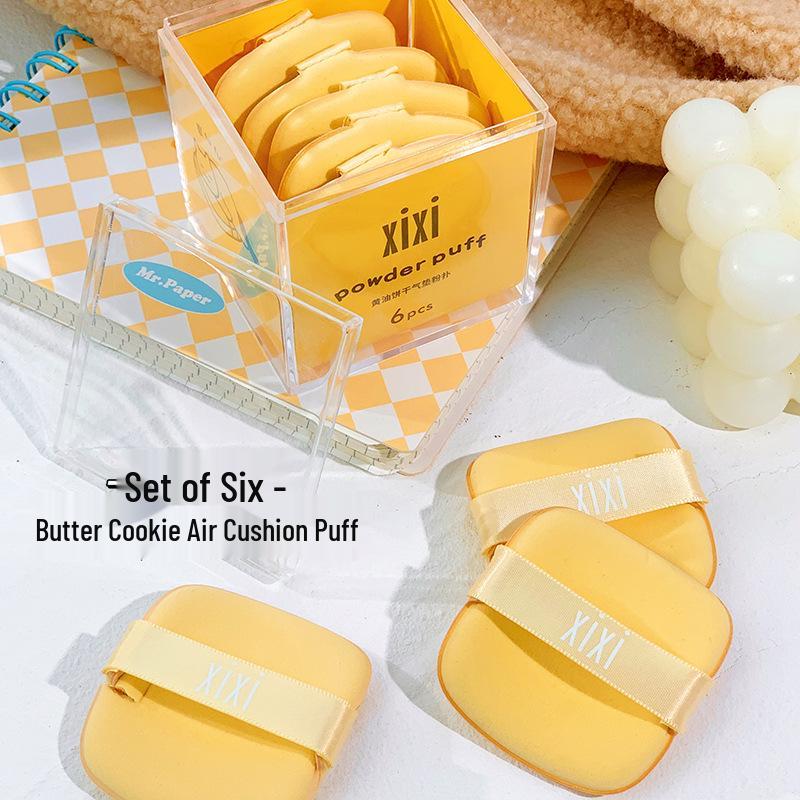 xixi Soft Macaron Cushion Puff: Expands When Wet, Adheres Well, Crease-Free Base Makeup, 6-Piece Set