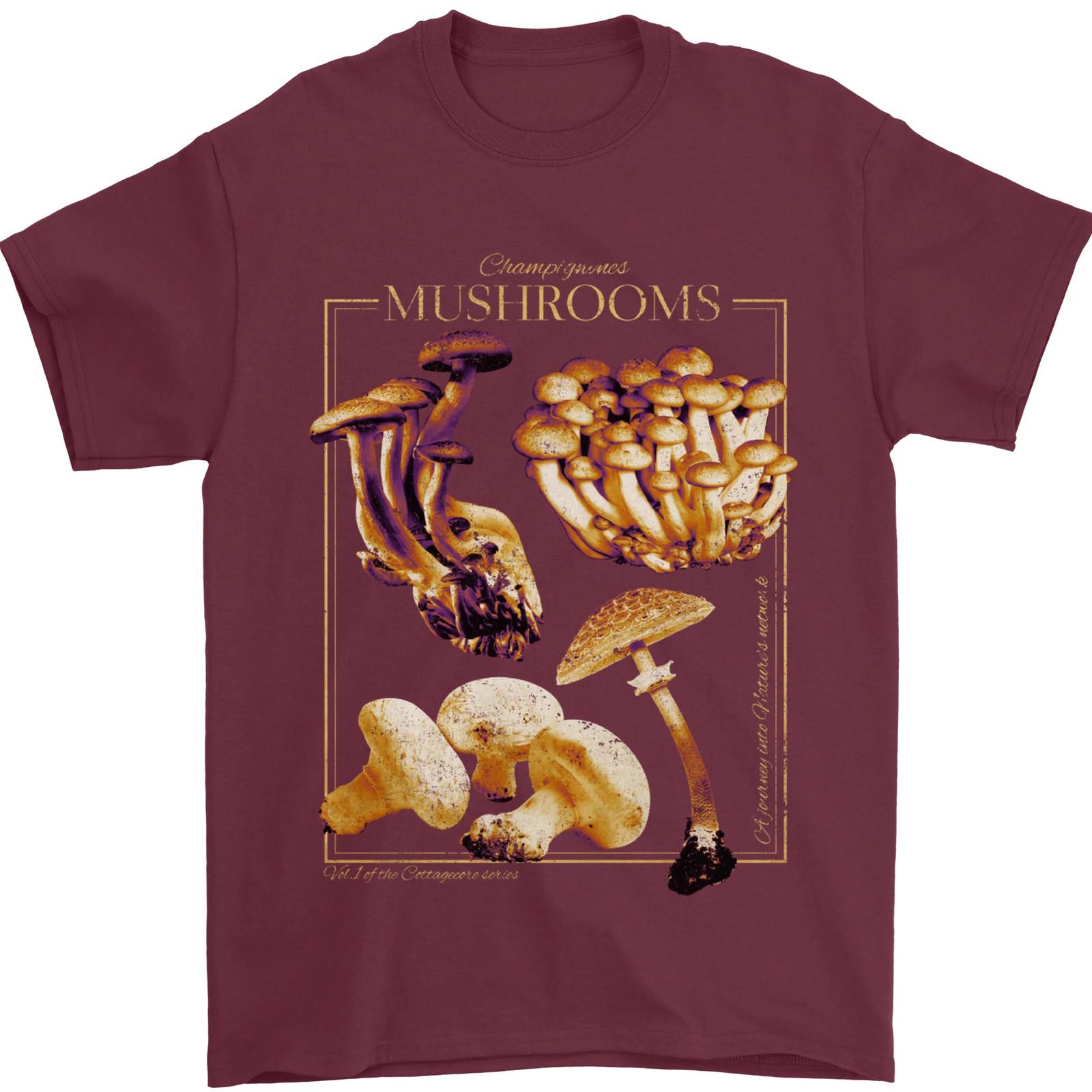 Mushroom Species Mycology Foraging Mens T-Shirt 100% Cotton S