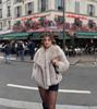Stylish European & American Faux Fur Coat with Large Lapel, Short Length, Fluffy Plush Material for Women's Fashion.