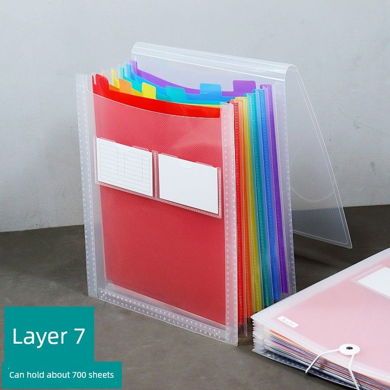 

Многослойная портативная папка для студентов и офиса большой емкости Colorful 7-Compartment [Vertical Style with Lid]