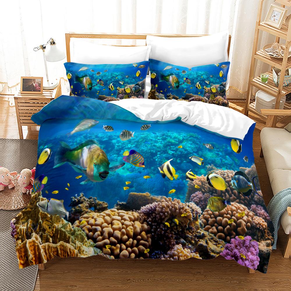 Underwater World Bedding Set Beautiful Soft Washable Comfortable Duvet Cover Set King Queen Twin Single Size for Bedroom Decorat
