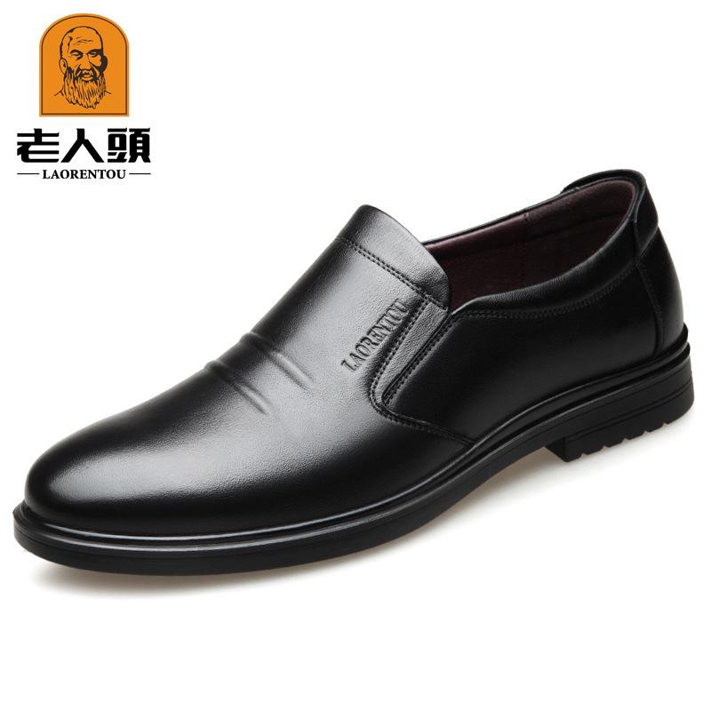 

Old man head men s shoes 2025 spring new men s business casual leather shoes men s Korean version round head trendy shoes 153072 38 чёрный