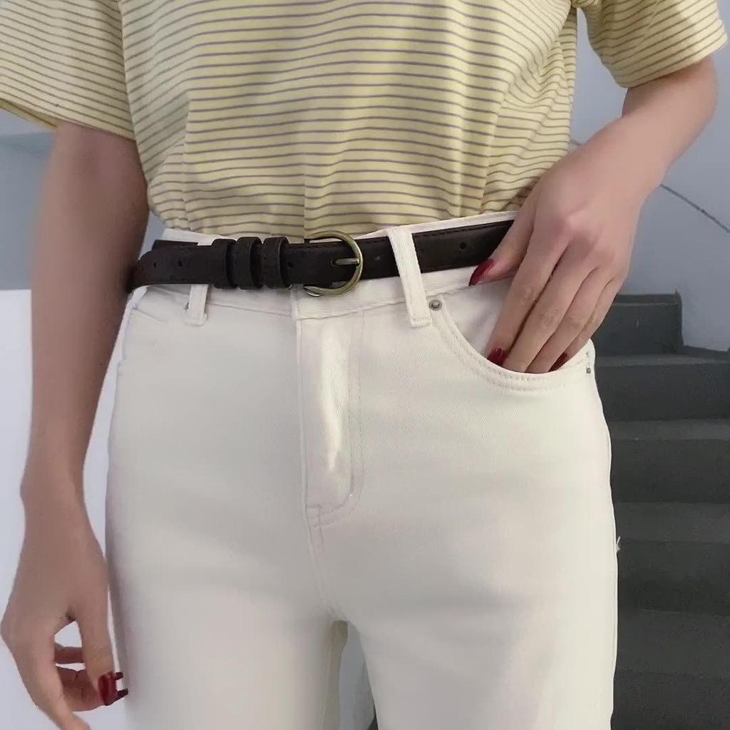 Vielseitiger dünner Ledergürtel für Damenjeans und Kleider - Koreanischer Retro-Stil