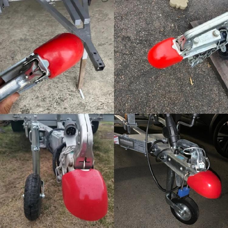 All Weather Plastic Hitch Ball Guard High Visibility Red Color Fast Install No Tool Fits Standard 50mm Couplers