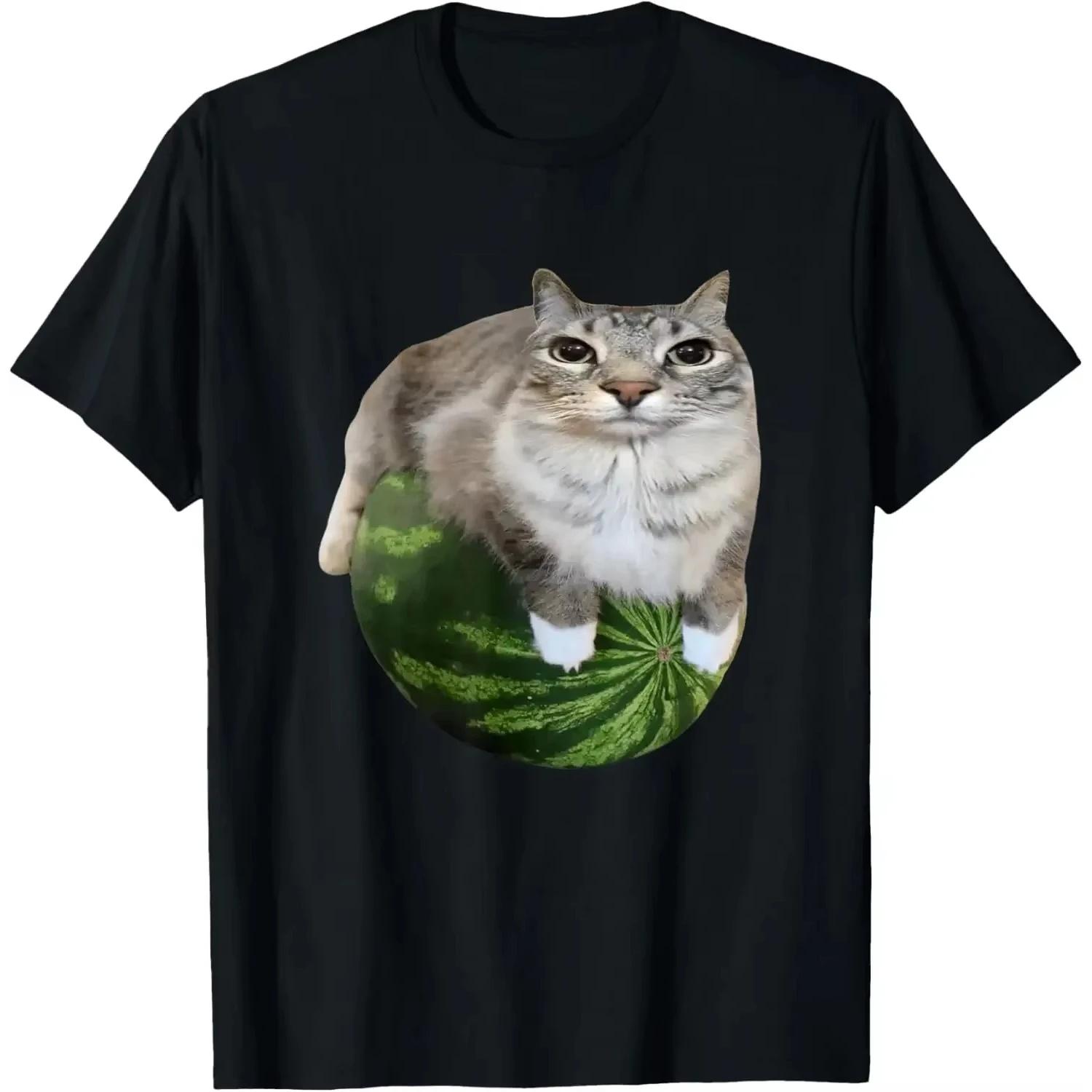 

Watermelon Cat Silly Cat Meme A Hilarious Watermelon Is A Stylish Unisex Top Both Men Women Adult Children Parent Child Tshirt S чёрный