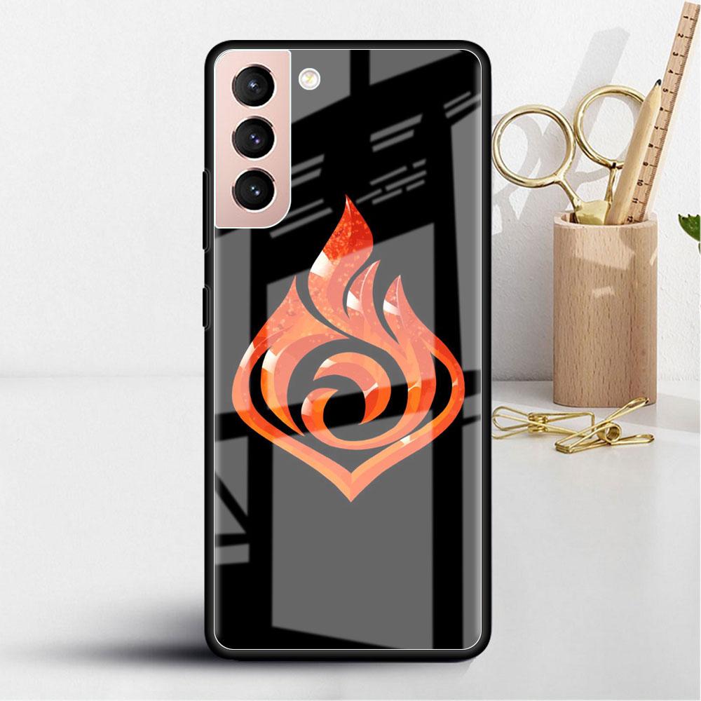 Genshin Impact Glass Case For Samsung Galaxy S22 S20 FE S21 Plus Phone Cover S10 5G S9 Note 20 Ultra 10 Lite Shell