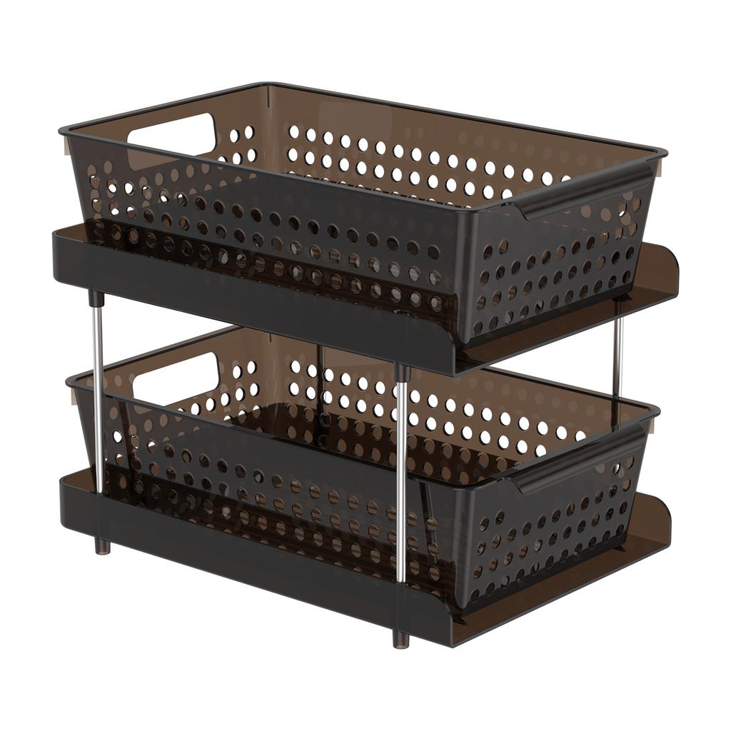 2 Tiers Under Sink Cabinet Organizer Versatile Pull Out Cabinet Organizer Space Saving Solid Sink Storage Shelves for Bathroom