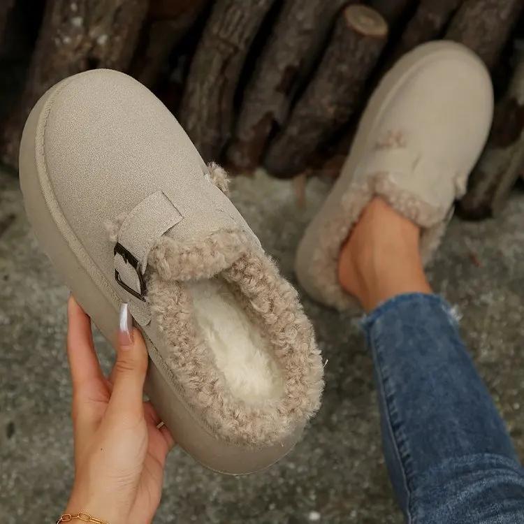 Snow Boots Winter Wear Outside Thick Sole Cotton Shoes  Plush Thicken Keep Warm Slippers Platform Casual Shoes Outdoor Slippers