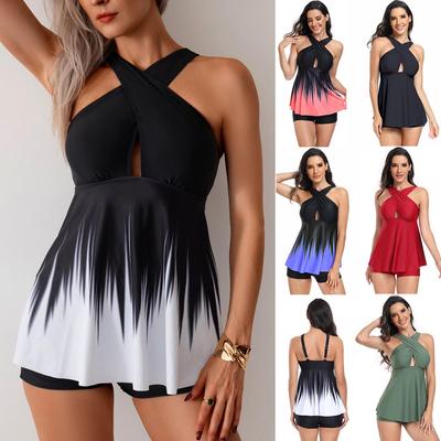 2025 Women's Gradient Tankini Set with Boyshorts - European & American Style