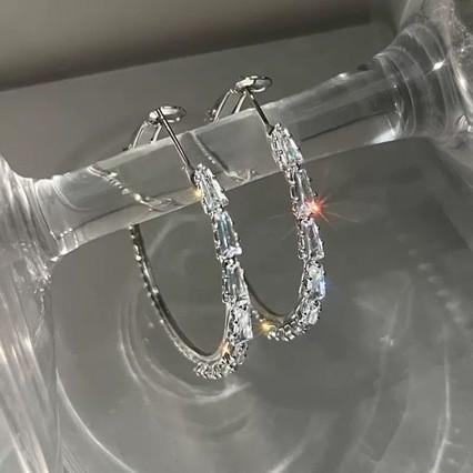 Luxurious Hoop Earrings with Micro-inlaid Cir...