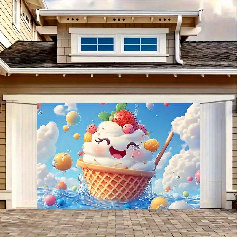 A whimsical cartoon ice cream wall decoration - a vibrant polyester banner, perfect for families.