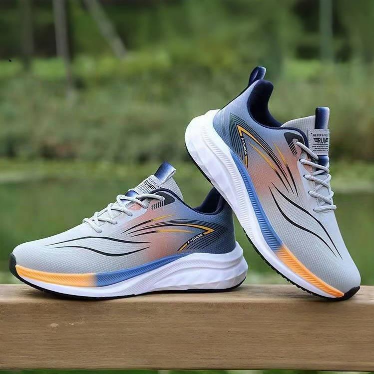 

New elastic ultra-light running shoes men s shoes summer new breathable mesh shoes men s sports and leisure shoes versatile travel 46 серый