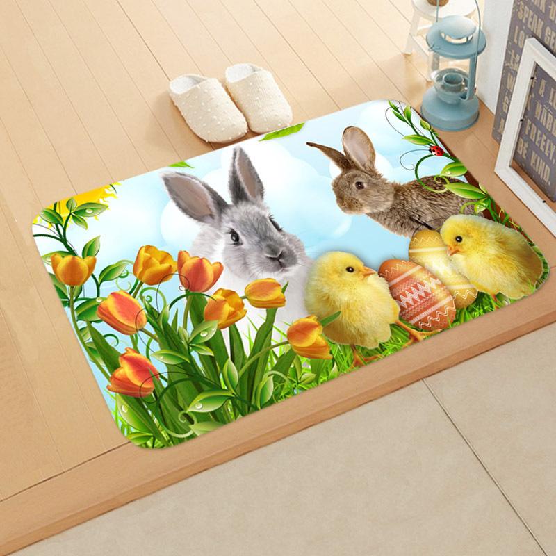 Easter Egg Rabbit Floor Mat Welcome Rugs Bedroom Living Room Entrance Carpet Kitchen Front Door Mat Machine Washable Soft Mats
