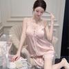 Summer sweet girl suspender shorts nightgown ice and snow silk thin lace lace pure desire wind loungewear three-piece set