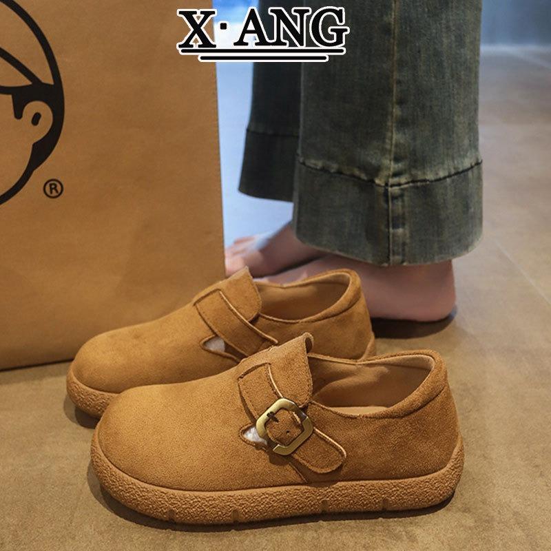 

Cowhide version all-inclusive new autumn shoes women s one-pedal lazy single shoes casual child 40