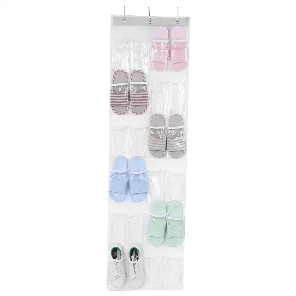 

White Hanging Storage Bags 24 Pockets Shoes Organizer Shoe Holder Organizer Home Use