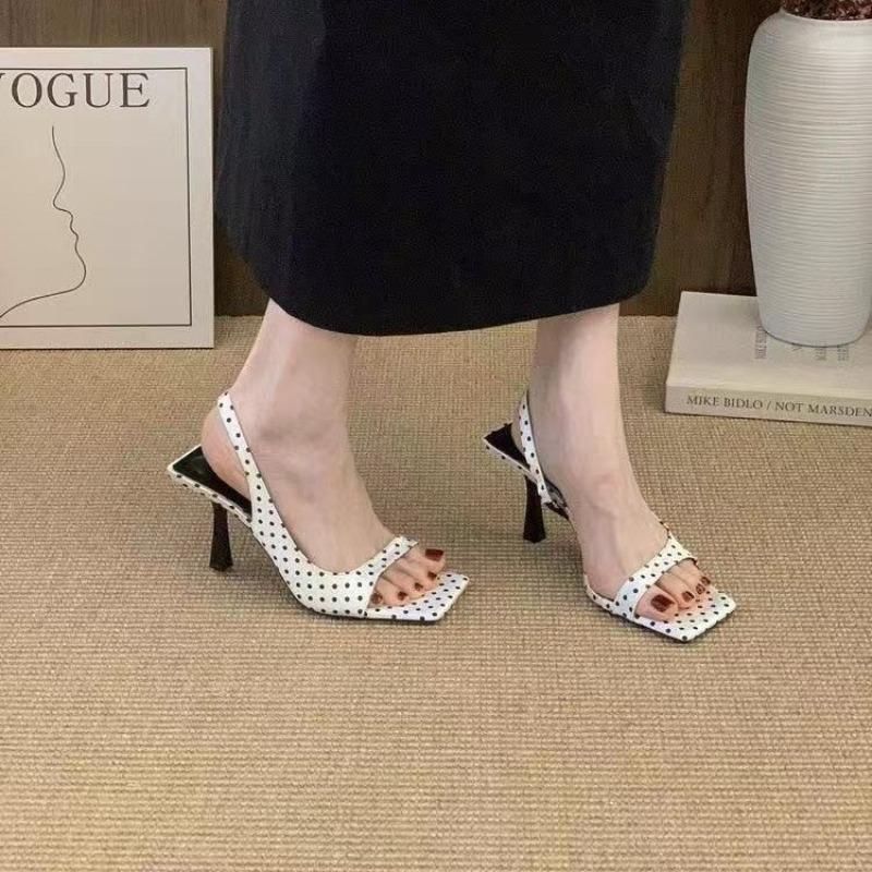 Fashion New Fashion Polka Dot Black and White with A Group of High Heels with Sandals Women's High Heels Go Out Light Sexy Women's Shoes