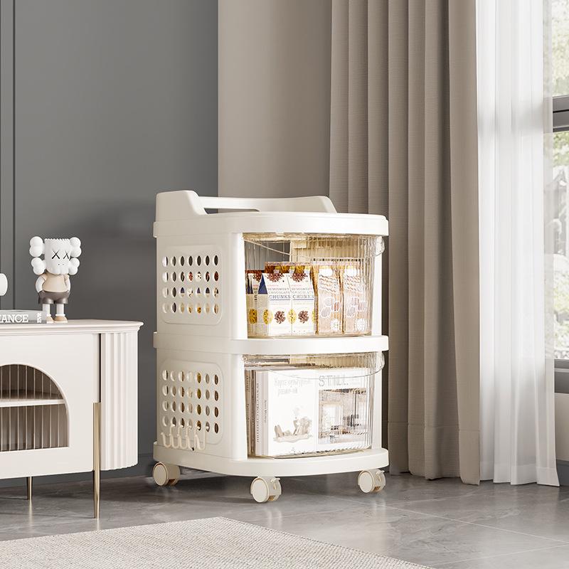Clear Small Movable Trolley Drawer-Storage Rack for Snacks