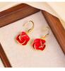 Sweet and high-end Red Mountain Camellia Earrings for Women, 2026 new earrings, popular, niche design, French earrings