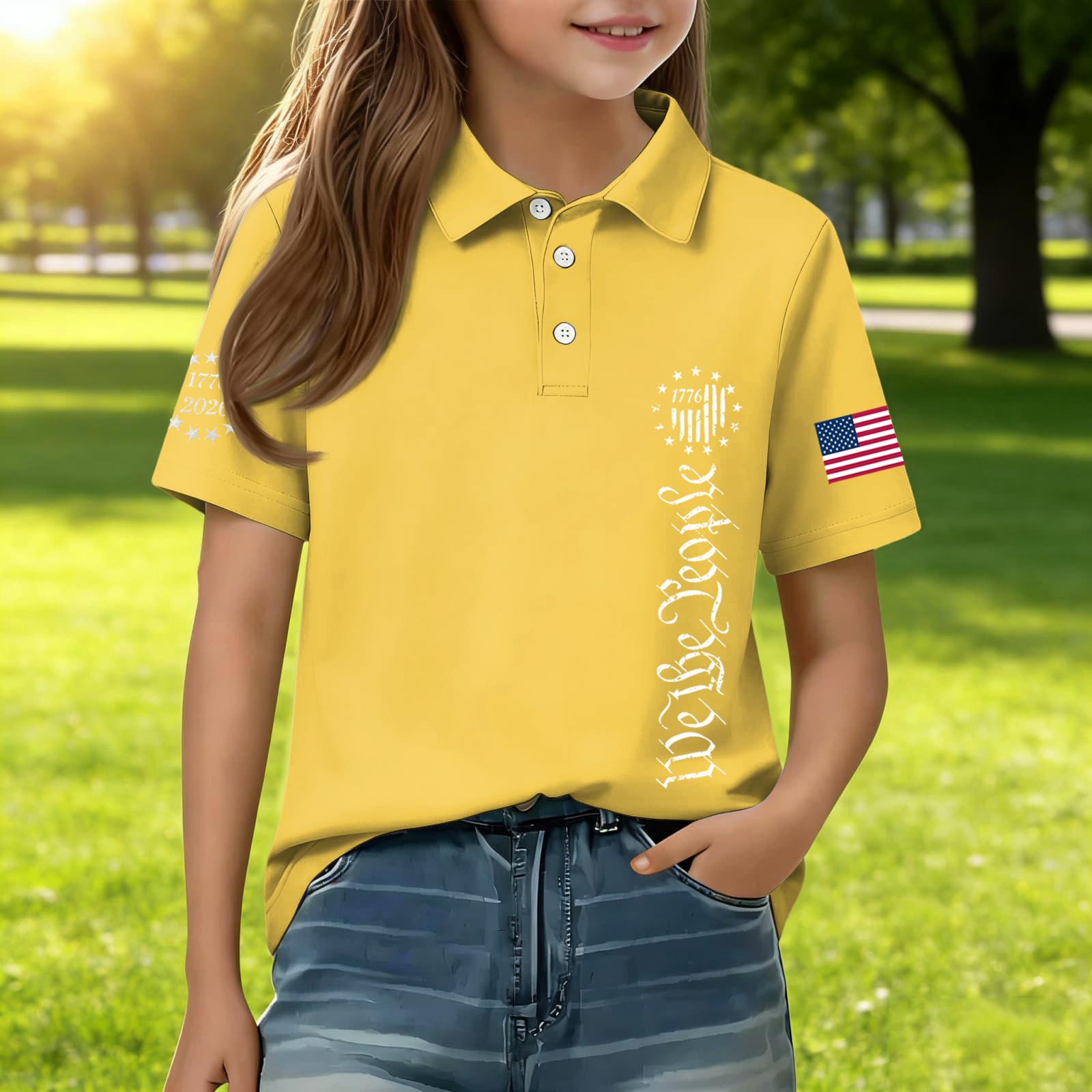 

Children s Daily Casual Short-sleeved Print Tops T-shirts Shirts 160 жовтий