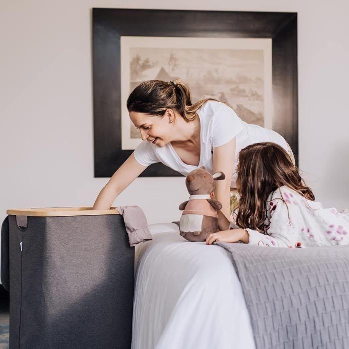 Lonbet - panier à linge en bambou xl 100l avec couvercle gris