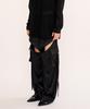 FANYOUNG Zip Slit Satin Wide Cargo Pants
