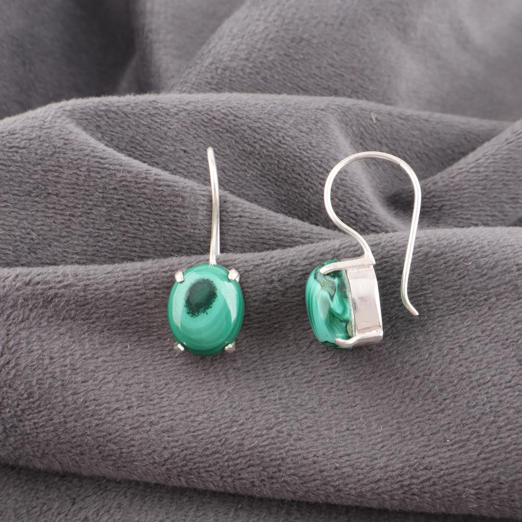 Malachite Gemstone Earrings Jewelry, 925 Solid Sterling Silver Earrings Jewelry, Handmade Artisan Jewelry For Wedding Gift