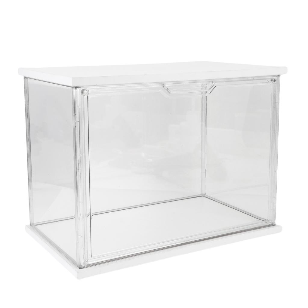 Clear   Display Case Plastic Display Box for Collectibles Doll Home Storage Organizing Toys Wood Base 14.3x8.7 .7in