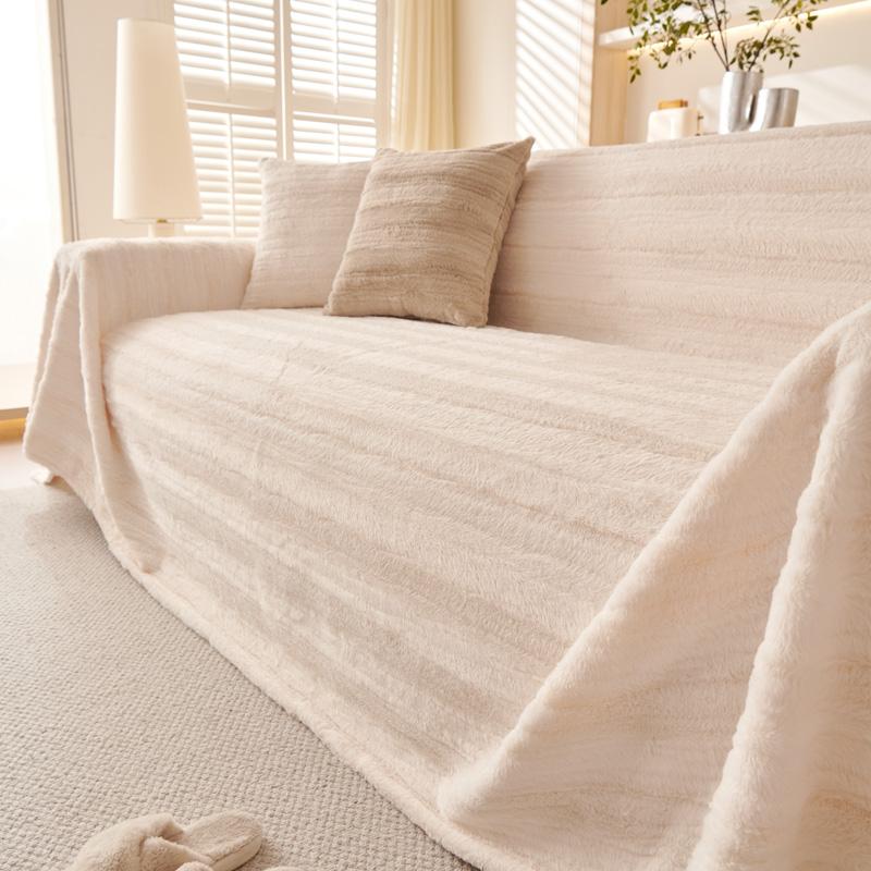 Winter Rabbit Wool Camping Picnic Sofa Cover Housses De Canapé Funda Sofa Thick Streaks Sofa Covers Mats Throw Blankets