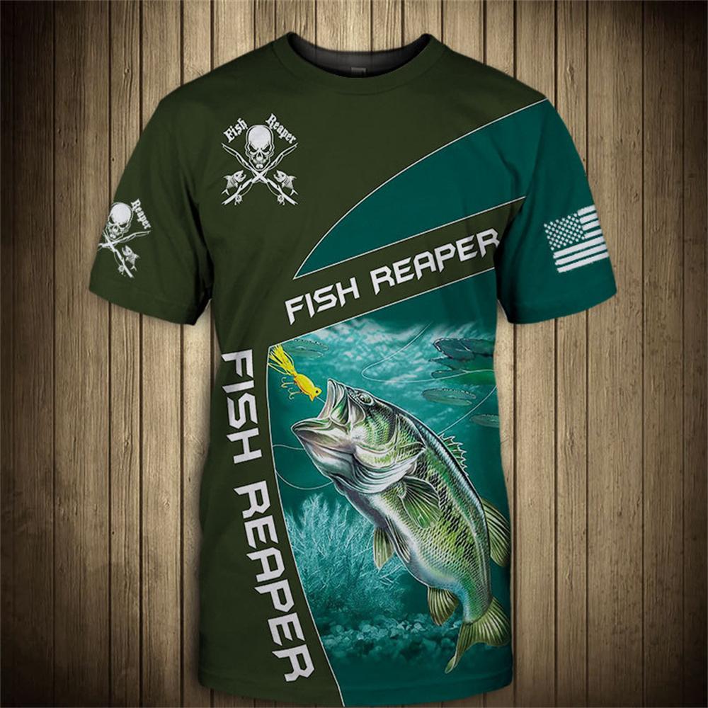 Vintage T Shirt for Mens Fishing 3D Print Outdoor Sports Short Sleeve Top Casual Man's T-Shirt Loose Tee Graphic Men Clothing