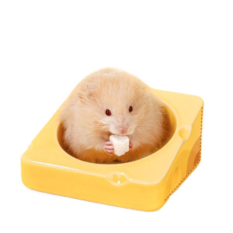 Ceramic Anti-Tip Cheese Bowl for Pet Snacks - Small Feeding Basin for Hamsters