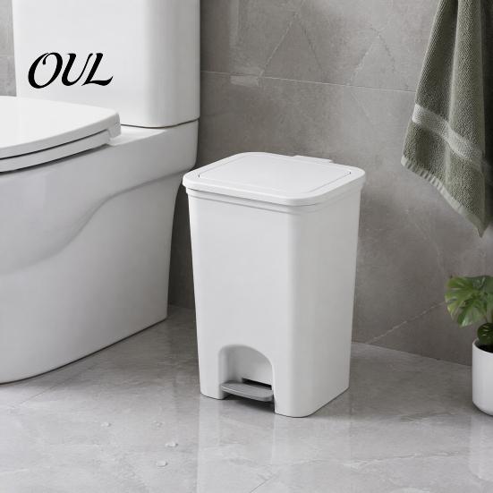 Odor Proof Garbage Bin Pedal Trash Can, with Dual-mode Lid, Easy Access Splash Waste Container Odor-proof Slim Solid Color Basket, for Bathroom