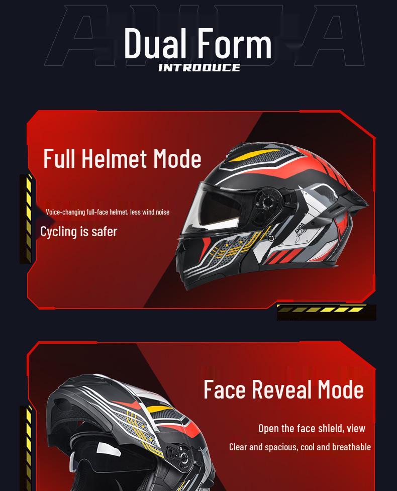 AD Winter 3C Certified Flip-Up Full Face Electric Motorcycle Helmet for Men & Women - All-Season Safety Gear