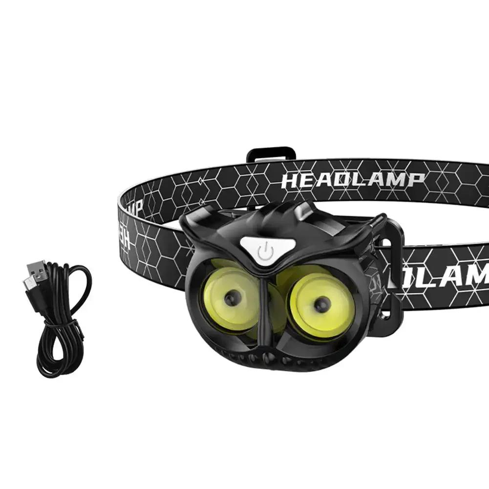 COB Owl Mini Headlamp Running Warning Headlight Portable Rotating Hunting Magnet LED Head Flashlight Camping Fishing Head Lamp