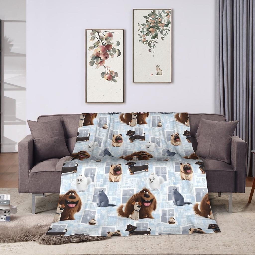 Soft Blanket Travel The Secret Life of Pets Dog Throw Blanket  Flannel Bedspread For Couch Chair Street Trend Sofa Bed Cover