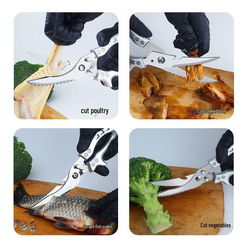Multi-Functional Stainless Steel Kitchen Scissors: Powerful Bone Cutter & Food Shears for Chicken, Fish, and BBQ