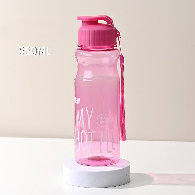 Large Capacity Portable Press Flip Cover Sports Cup With Handle And Wrist Strap For Outdoor Hiking Running BPA Free Plastic Water Bottle KTY