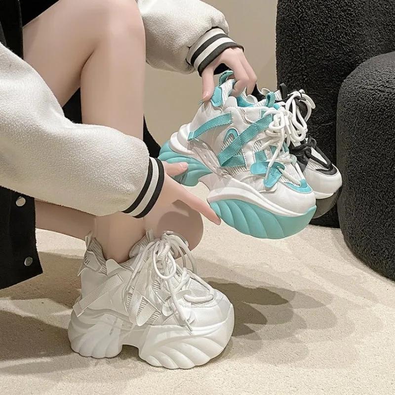 Fashion high-quality New Women Platform Sneakers Mesh Casual Chunky sneakers Heels Wedges Breathable Height Increasing Shoes Woman