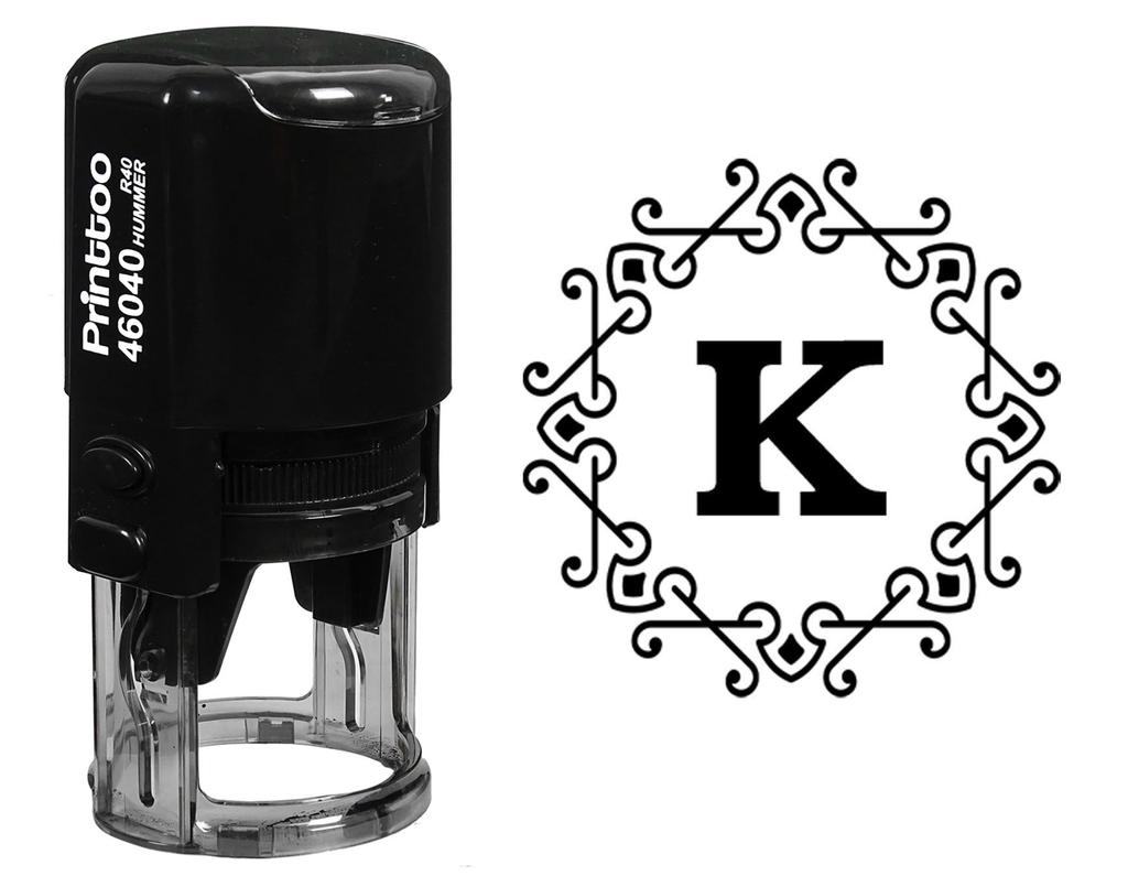 Printtoo Self Inking Office Stationary Octagon Celtic Swirl Frame Alphabet K Monogram R-40 Rubber