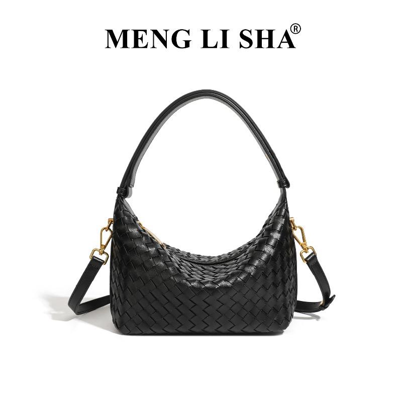 Niche high-end hand-woven bag fashionable shoulder messenger lunch box bag trendy portable bento bag чёрный