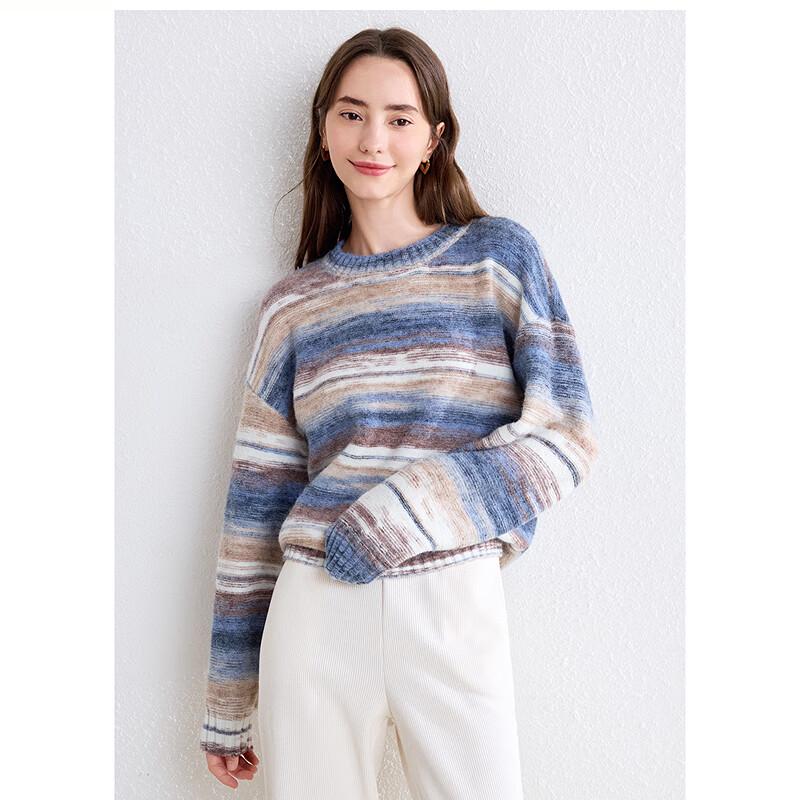 BETU Women's Autumn Tie-Dye Stripe Loose Knit Sweater
